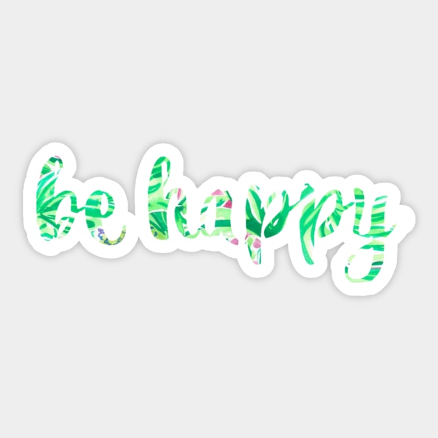 Be Happy Bright Green Leaves Sticker by annmariestowe